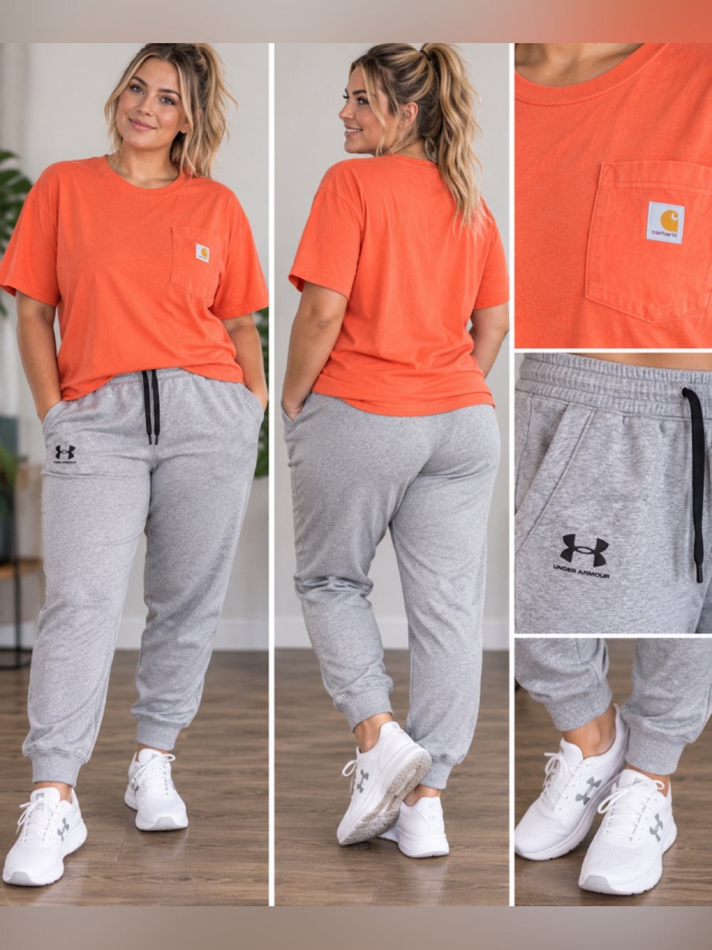 Carhartt Orange XL Pocket Tee with tags with 1XL Gray Under Armour Joggers
